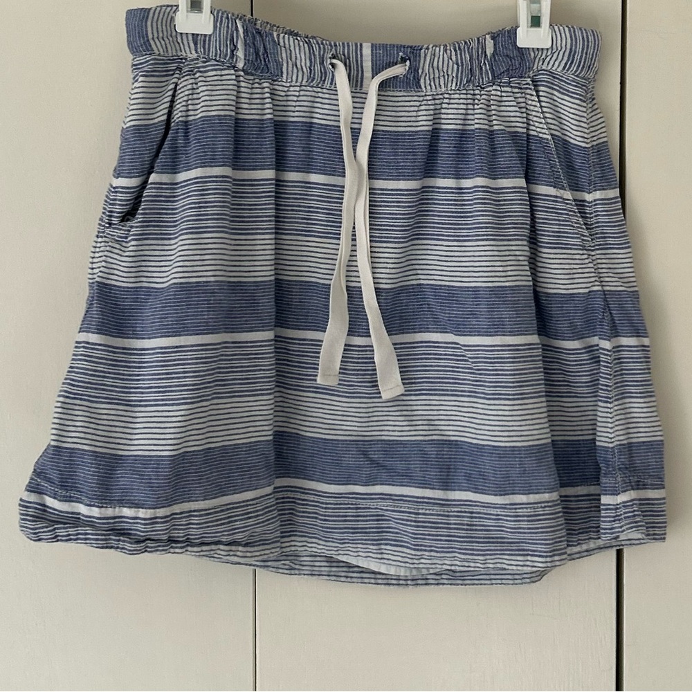 GAP Striped Cotton elastic waist MiniSkirt pockets S